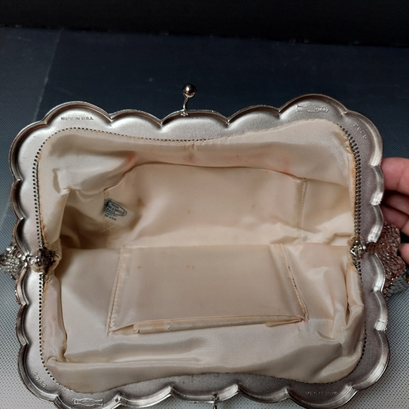 Whiting & Davis Mesh silver bridal clutch bag - Picture 3 of 7